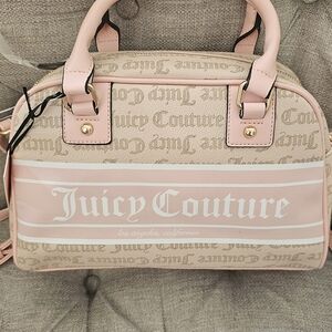 Juicy Couture Pink and Tan Satchel with Monogram Print